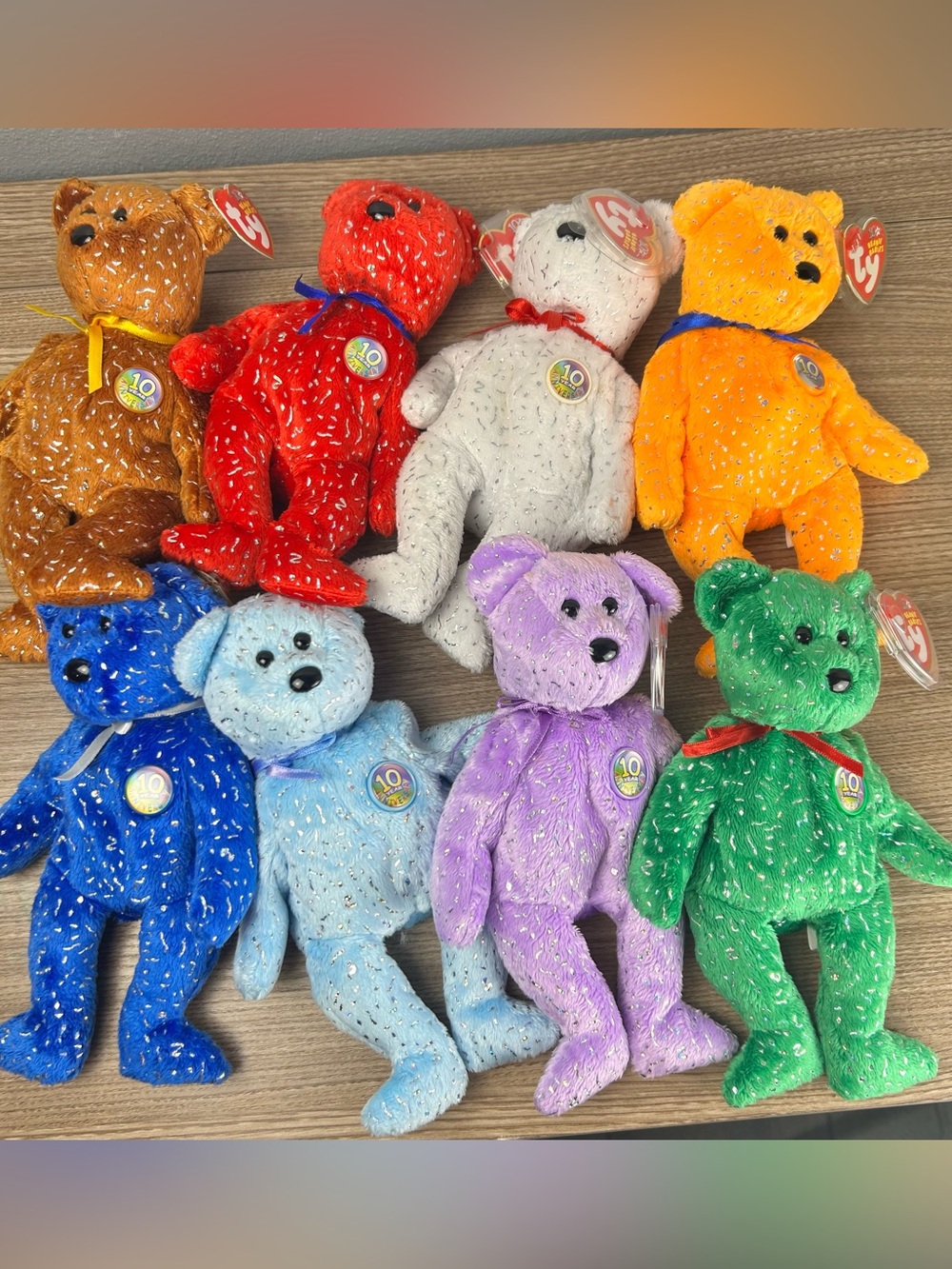 TY Beanie babies 10 year anniversary x8